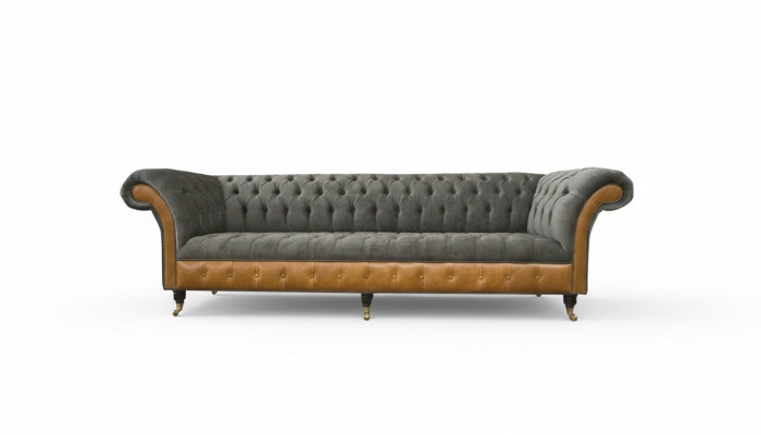 Divani XXL Chesterfield Poltrona Design Lusso Divano 4 Posti in Pelle Couches