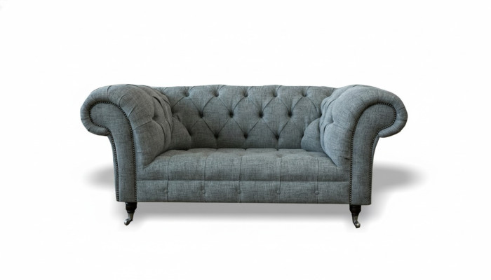 Chesterfield Design Divano di lusso in pelle e tessuto divanetto set poltrona divano.