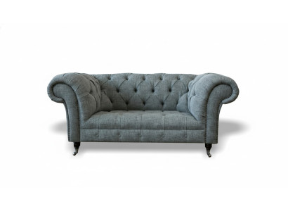 Chesterfield Design Divano di lusso in pelle e tessuto divanetto set poltrona divano.
