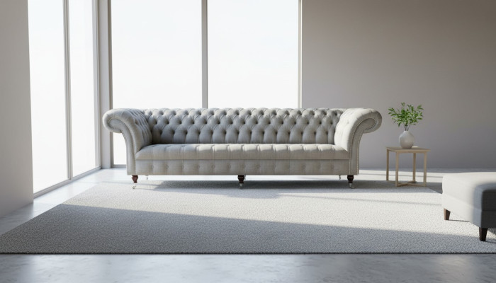 Divano XXL Big Sofa Chesterfield 265 cm Rivestimento Divani 4 Posti Tessuto Moderno