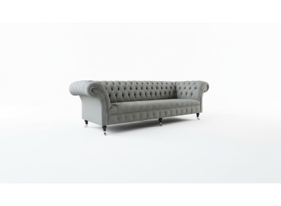 Divano XXL Big Sofa Chesterfield 265 cm Rivestimento Divani 4 Posti Tessuto Moderno