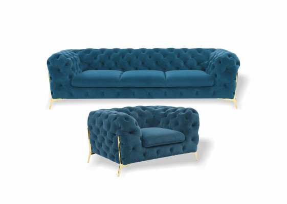 Mobili italiani Set di divani 3 + 1 posti, divano di design, divani imbottiti Chesterfield