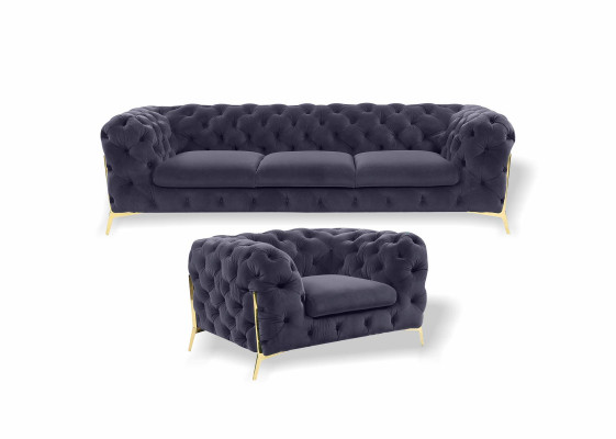 Mobili italiani Set di divani 3 + 1 posti, divano di design, divani imbottiti Chesterfield