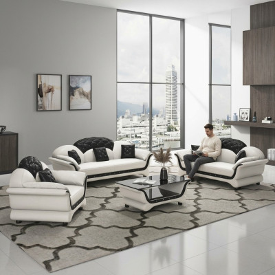 Set completo divano 3 posti 2 posti tavolino design salotto 4 pezzi. Nuovo
