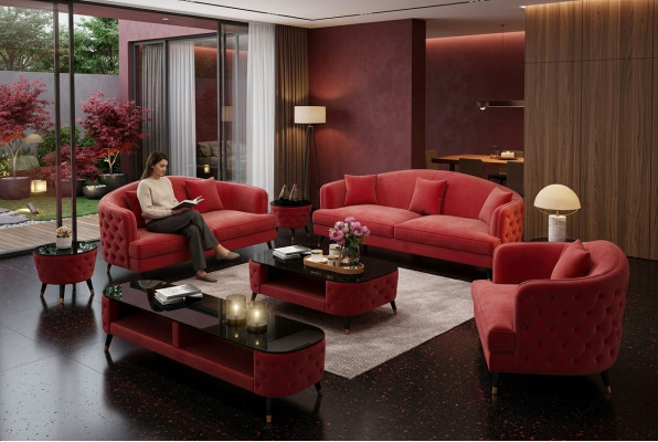 Set di divani 3+2+1 Tavolino da salotto Set di credenze Design moderno 7 pezzi