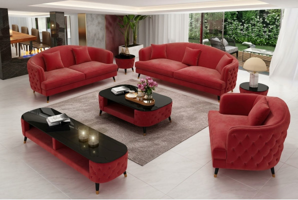 Set di divani 3+2+1 Tavolino da salotto Set di credenze Design moderno 7 pezzi