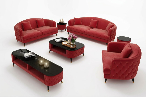 Set di divani 3+2+1 Tavolino da salotto Set di credenze Design moderno 7 pezzi