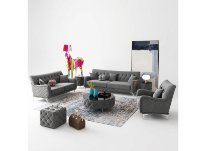 Divano Divano Velluto Imbottitura Posto a sedere 321 Posti di Design Divani Divani Tessuto Nuovo