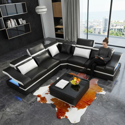 Design di lusso angolare Divano angolare a L Moderno Divani Divano in pelle Divano Angolare Set di divani Divano Posti