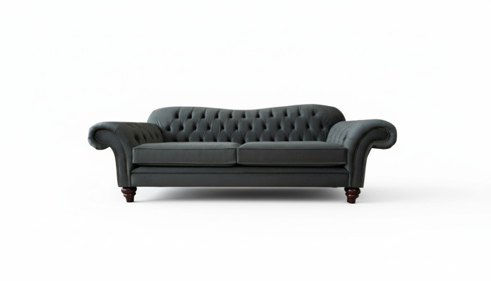 Divano Chesterfield XXL 4 posti in pelle e tessuto.
