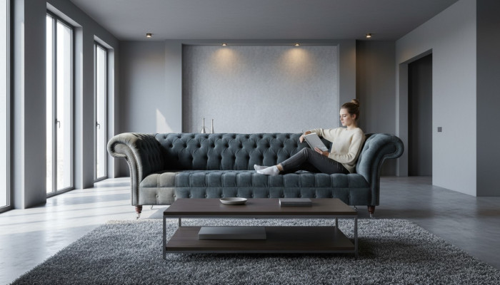 Chesterfield in pelle, divano di lusso design divano classico in stile.