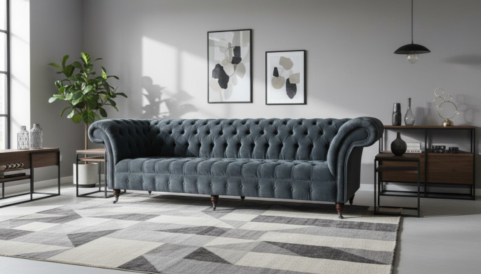Chesterfield in pelle, divano di lusso design divano classico in stile.