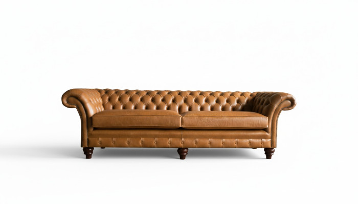 Divano Chesterfield Marrone xxl Grande in Pelle Soggiorno Mobili 4 posti Marrone