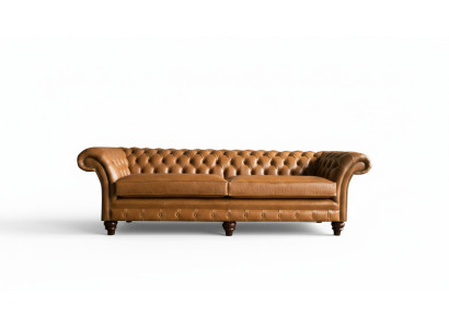 Divano Chesterfield Marrone xxl Grande in Pelle Soggiorno Mobili 4 posti Marrone