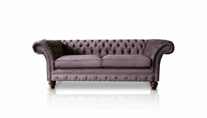 Chesterfield Divano Imbottito Classico in Pelle Tessuto a 3 Posti Sofà Tre Posti