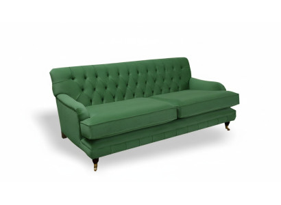 Divano Chesterfield di design in tessuto di alta qualità a tre posti.