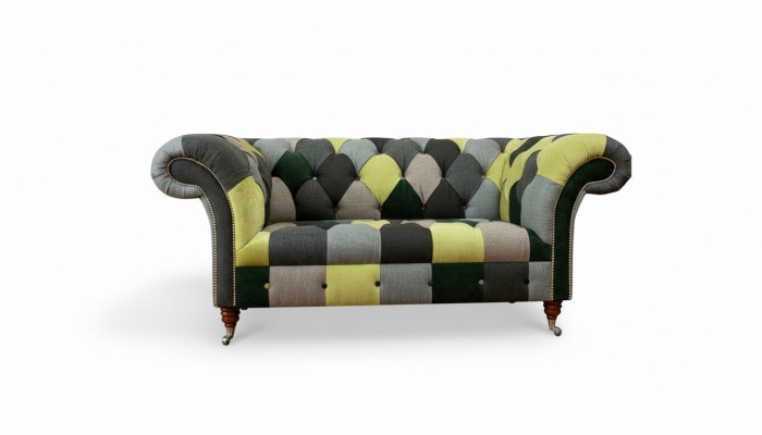 Divano Chesterfield Divani Divani Classici 2 Posti in Pelle Tessuto Colorato