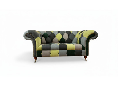 Divano Chesterfield Divani Divani Classici 2 Posti in Pelle Tessuto Colorato