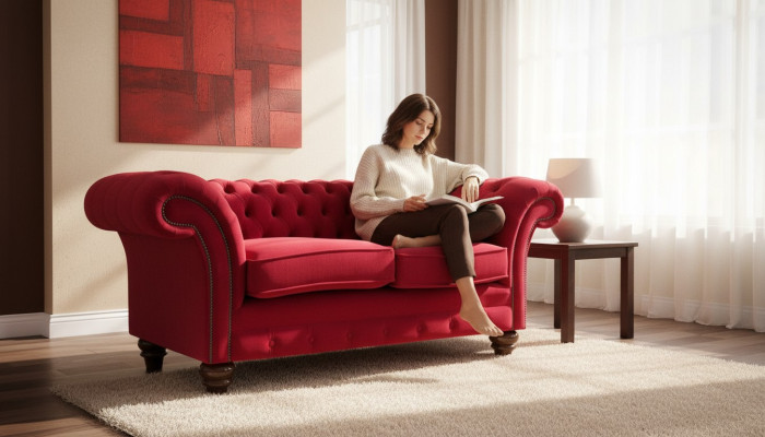 Divano a 2 posti Design divano moderno in tessuto testurizzato con funzione letto nuovi