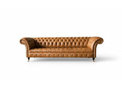 Sofà design Chesterfield imbottito moderno in tessuto stoffa divano letto 4 posti nuovo