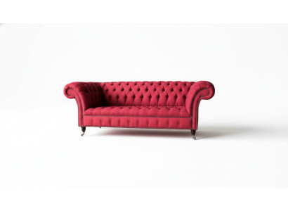 Tre posti design in tessuto per divano, 3 pezzi Chesterfield di lusso rossi.