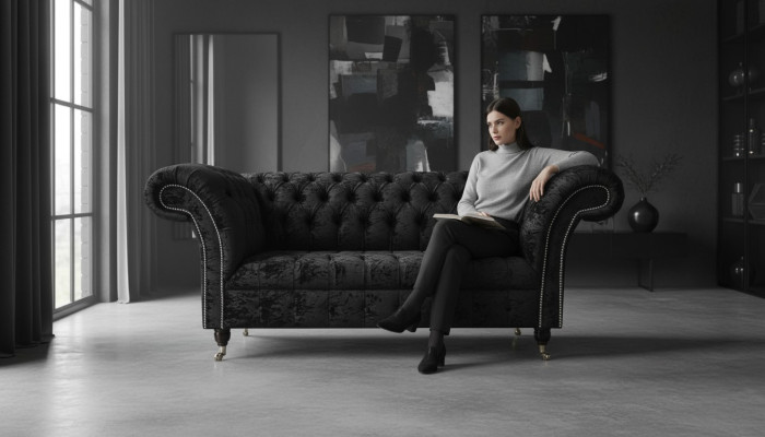 Chesterfield velluto Club divano imbottito 2 posti design tessuto divani divani