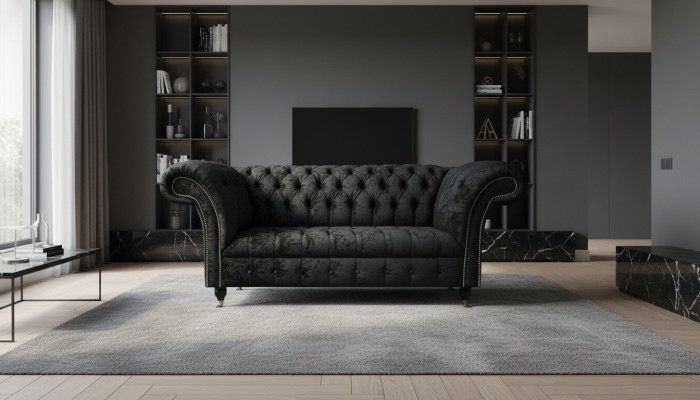 Chesterfield velluto Club divano imbottito 2 posti design tessuto divani divani