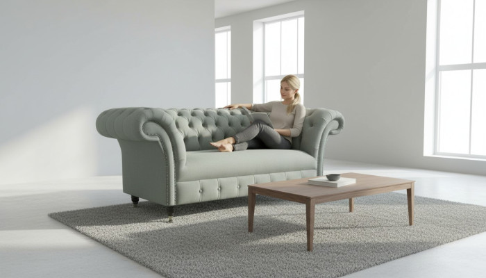 Chesterfield divano divano divani imbottiti classici 2 posti in pelle tessuto tessile nuovo