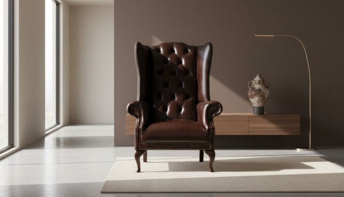 Chesterfield poltrona da orecchie divano imbottito stile antico poltrona sedia mobili classici