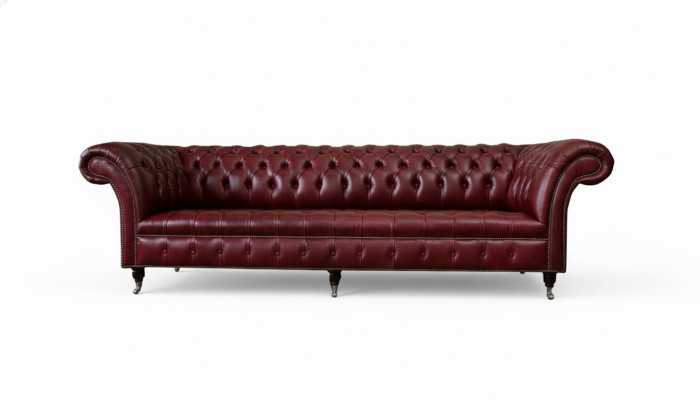 Divano rosso Big Sofa Chesterfield 265cm XXL poltrone divano 4 posti in pelle tessuto nuovo.