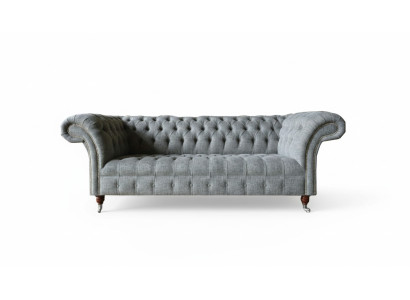 Tessuto Divano Divano Set di fodere 3 posti Divani Chesterfield in velluto grigio