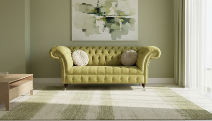 Divano a 2 posti, divano imbottito Chesterfield design soggiorno tessuto stoffa nuovo