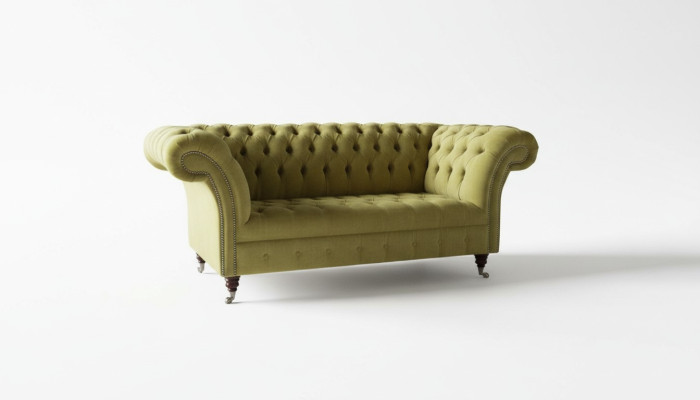 Divano a 2 posti, divano imbottito Chesterfield design soggiorno tessuto stoffa nuovo