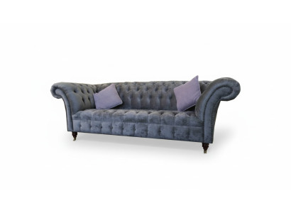 Chesterfield divano a 3 posti xxl imbottito Grigio nuovo
