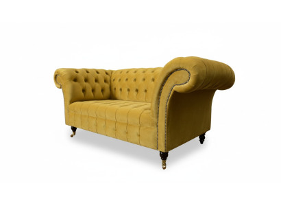 Divano 2 posti Design Sofà Imbottito Moderno in Tessuto Giallo Nuovo Due posti
