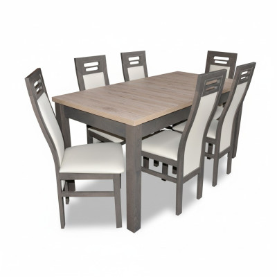 Legno massiccio Sedia da bracciolo Mobili Tavolo in legno Seduta Sala da pranzo 6 sedie Set di 7 pezzi per sala da pranzo