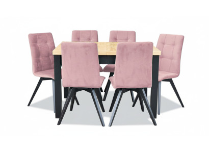 Classico tavolo da pranzo in legno con set da pranzo da 6 sedie, 7 pezzi.