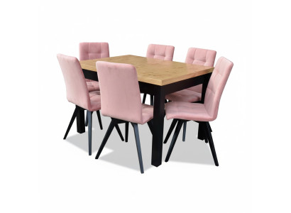 Gruppo da pranzo di lusso, set da 7 pezzi con tavolo + 6 sedie poltrone design.