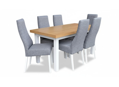 Sala da pranzo completo con tavolo 4 sedie Set 7 pezzi. Tavolo da pranzo in legno. Nuovo.