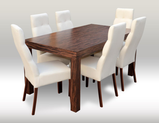 Classico tavolo da pranzo in legno con set di 6 sedie da sala da pranzo, set di 7 pezzi.