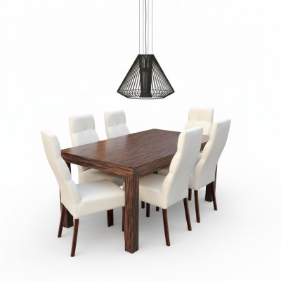 Classico tavolo da pranzo in legno con set di 6 sedie da sala da pranzo, set di 7 pezzi.