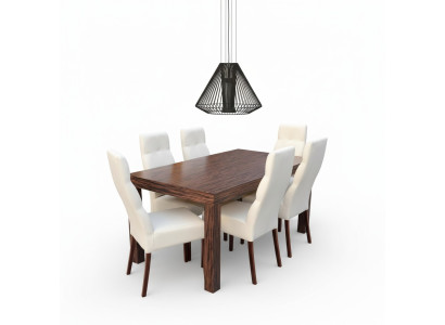 Classico tavolo da pranzo in legno con set di 6 sedie da sala da pranzo, set di 7 pezzi.