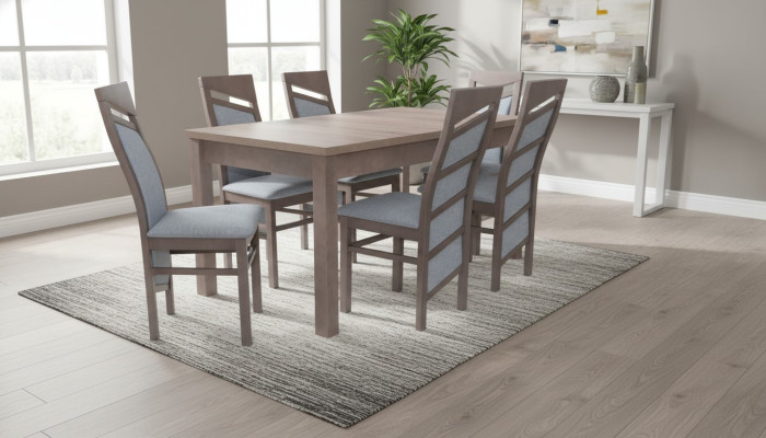 Tavolo da pranzo con 6 sedie sedie con schienale, set tavoli e sedie da pranzo in legno da 7 pezzi.