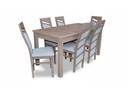Tavolo da pranzo con 6 sedie sedie con schienale, set tavoli e sedie da pranzo in legno da 7 pezzi.