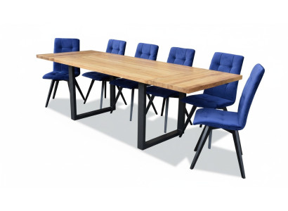 Classico set da pranzo, tavolo in legno, sala da pranzo, set di 6 sedie, set di 7 pezzi.