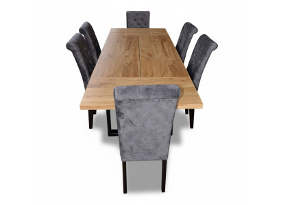 Tavolo da pranzo moderno in legno con set da pranzo per 6 sedie, 7 pezzi, nuovo.