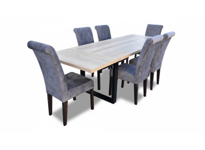 Set da pranzo classico con tavolo + 6 sedie, sedia con schienale, tavoli, gruppo sala da pranzo.