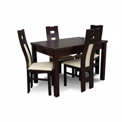 Classico set da sala da pranzo moderna con tavolo e 4 sedie nuove 5 pezzi. 70x120