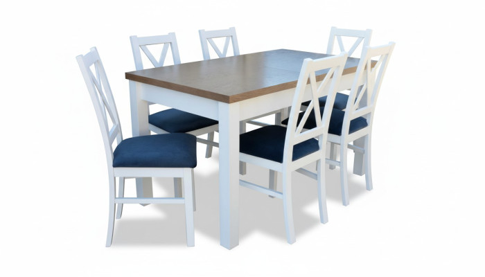 Tavolo da pranzo Set tavolo 6x sedie sedia Set da pranzo tavolo legno tessile 7 pezzi