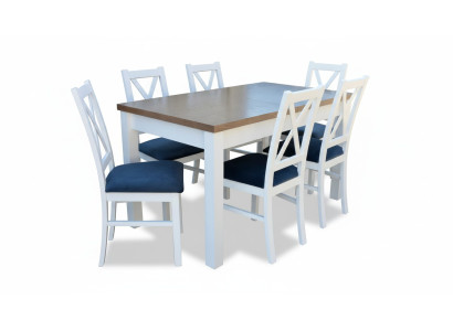 Tavolo da pranzo Set tavolo 6x sedie sedia Set da pranzo tavolo legno tessile 7 pezzi